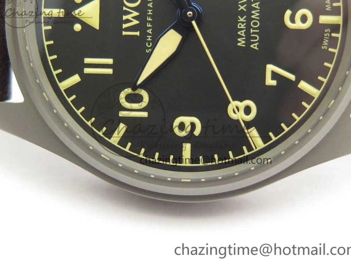 MIROTIME 0504 SmartChoice Mark XVIII IW327006 Titanium M+F 1:1 Best Edition Black Dial on Brown Leather Strap A 7145